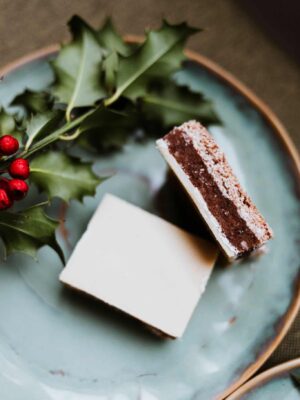 Caramel shortbread met witte chocolade