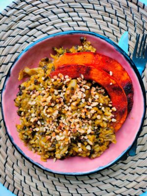 Risotto met pompoen en savooiekool