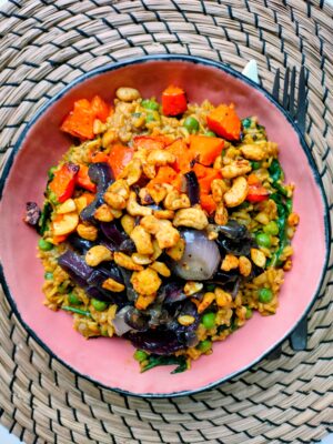 Biriyani met spinazie en cashewnoten