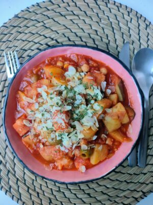 Tajine met geconfijte citroen en amandelschaafsel
